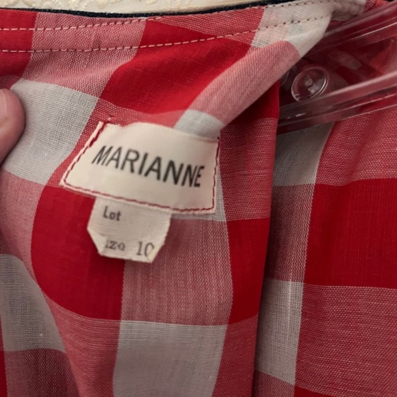 Vintage 1960s 70s Marianne Red Blue Patchwork Prairie Maxi Dress // XS S 2 4 6 - Picture 8 of 8